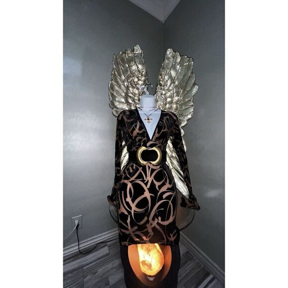 Philosophy Of Paek BrownBurnout Velvet Sheer Mini Dress, Club Party Wear, small - Picture 4 of 13